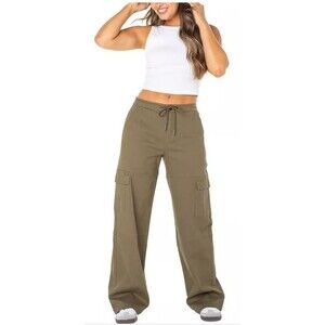 Celebrity Pink Juniors Relaxed Cargo Pants Olive Green Size 7 NWT High‑Rise